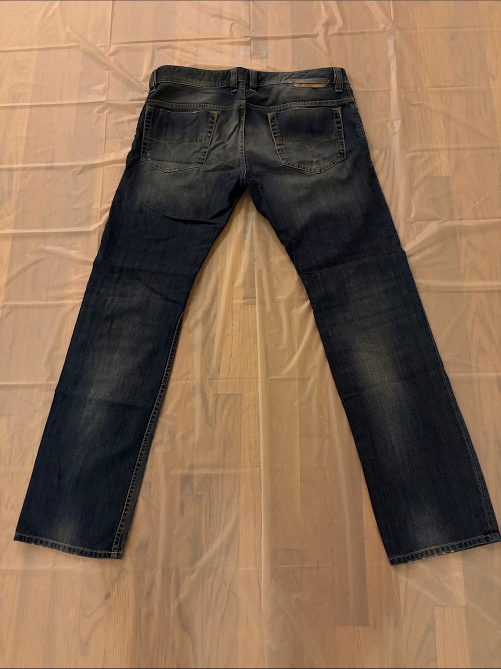 Diesel Men's Dark Blue Relaxed, Button-Fly Jeans